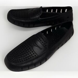 Floafers Men's Country Club Driver Black Slip-On Shoes Size 10M Odor Resistant